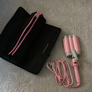 Pink Hair Waver with Black Case